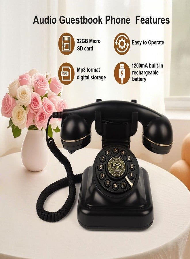 TelPal Audio Guest Book Wedding Phone, Vintage Telephone Recorder Wedding Guest Book, Retro Voice Recording Phone for Birthdays Party/Graduation/Baby Shower/Retirement/Special Occasions (Black) - Image 3
